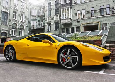 Yellow Ferrari 458 Italia