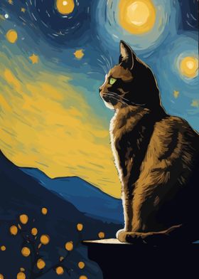 Starry Night Cat 