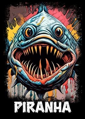 Piranha Monster Fish Art