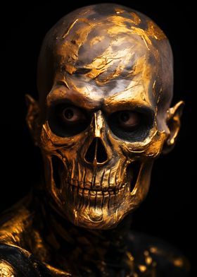Black and Gold  Skull Face