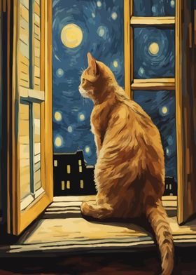 Starry Night Cat 