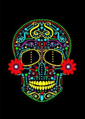 Sugar skull with flowers a