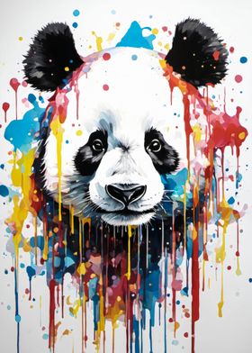 dripping paint panda art