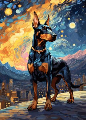 Doberman Starry Night