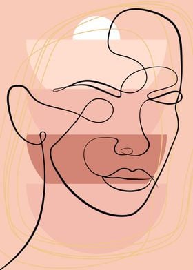 Boho Woman face line art