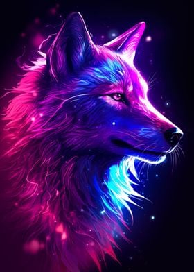colorful white wolf