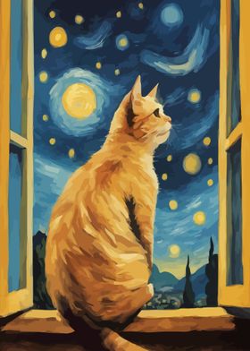 Starry Night Cat 