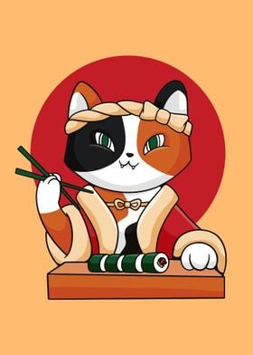 Sushi Cat Cartoon