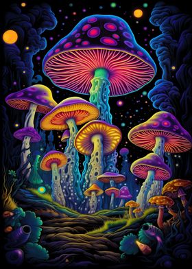 Neon Magic Mushrooms