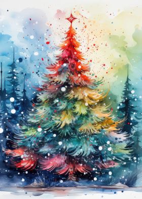 Watercolor Christmas Tree