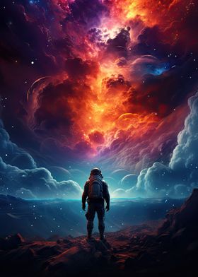 Astronaut In Nebula Storm