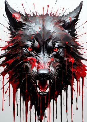 dripping  paint wolf art 