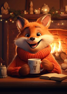 Morning cute Fox Christmas