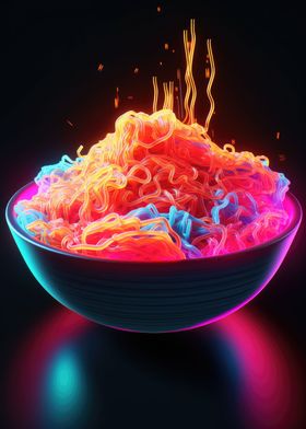 Ramen Noodles Neon Four