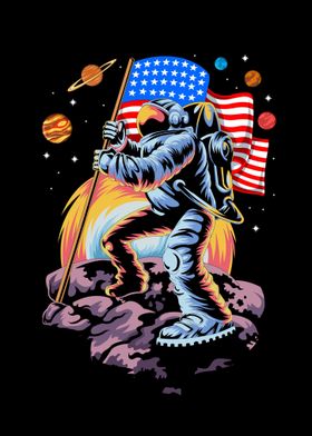 american astronaut on moon