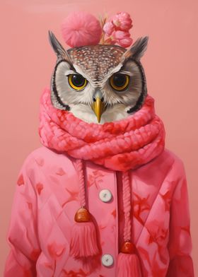 Pink Xmas Fashion Owl
