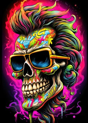 Cool Skull 02 Neon Colors