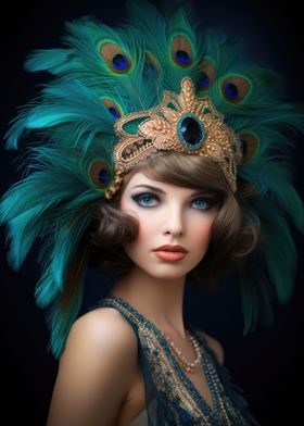 Flapper Woman with Feather