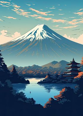 Mount Fuji Japan abstract