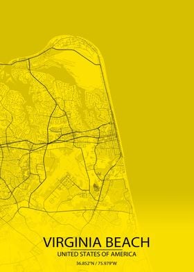 Virginia Beach Yellow Map