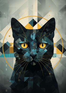 Geometric black cat