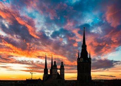 Halle Saale Sunset Sky