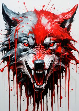 dripping  paint wolf art 