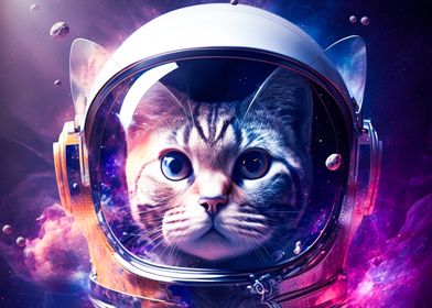 Cat astronaut portrait
