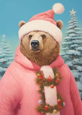 Christmas Bear Pink Time