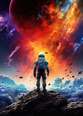 Astronaut In Nebula Storm