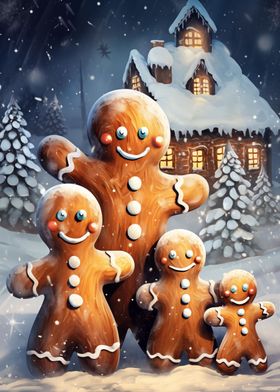 Happy Gingerbread Family