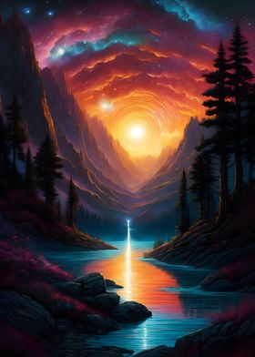 colored surreal sunset