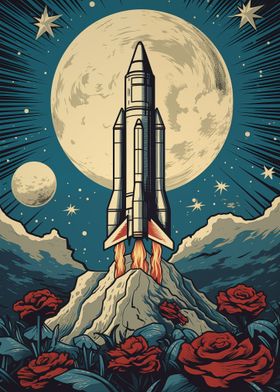 Rocket Ex Libris Art