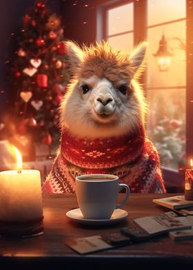 Cute morning coffee llama 