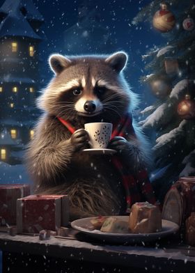 Xmas Raccoon Tea