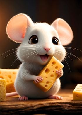 Funny Mouse with Cheese 