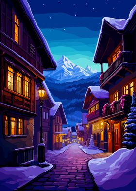 Cozy European Village Art