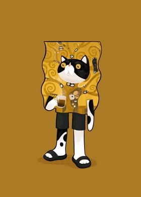 Cartoon coffee cat