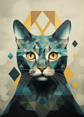 Geometric grey cat