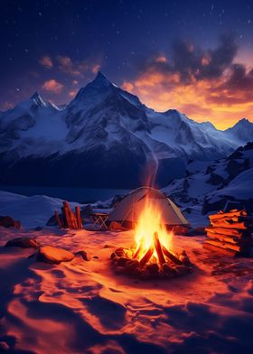 Snowy Campfire