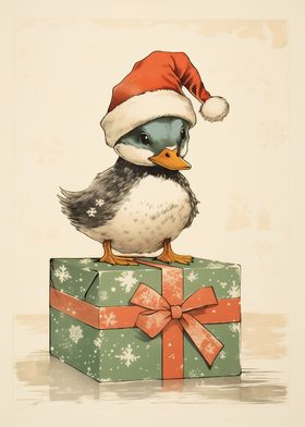 Cute Duck in Snowy Noel