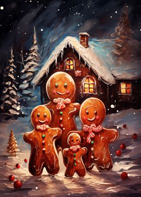 Cute Gingerbread family