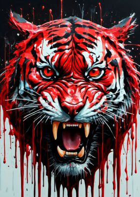 dripping paint tiger art 