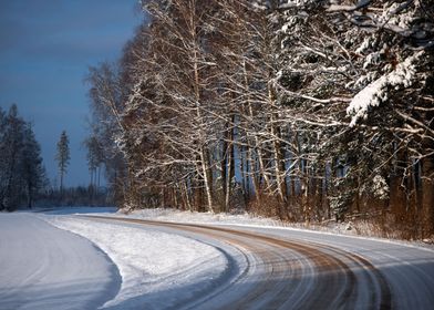 Winding winter road