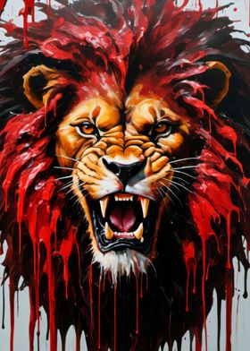 dripping paint lion art 