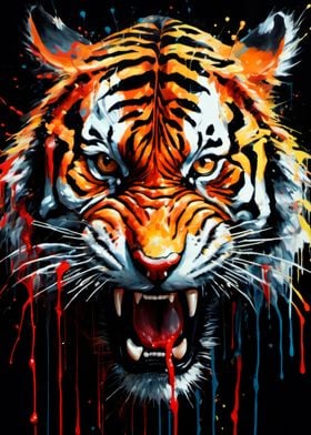 dripping paint tiger art 