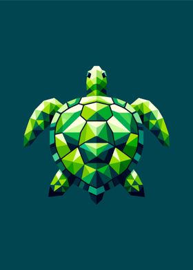 Geometric Green Sea Turtle