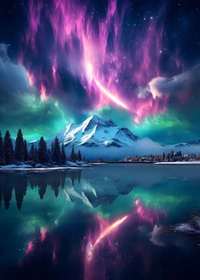 Aurora Borealis Mountains