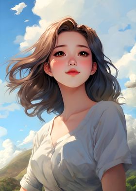 Anime Girl Blue Sky