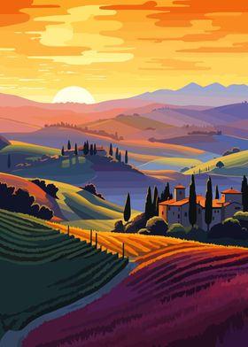 Tuscany Sunset Italy Art